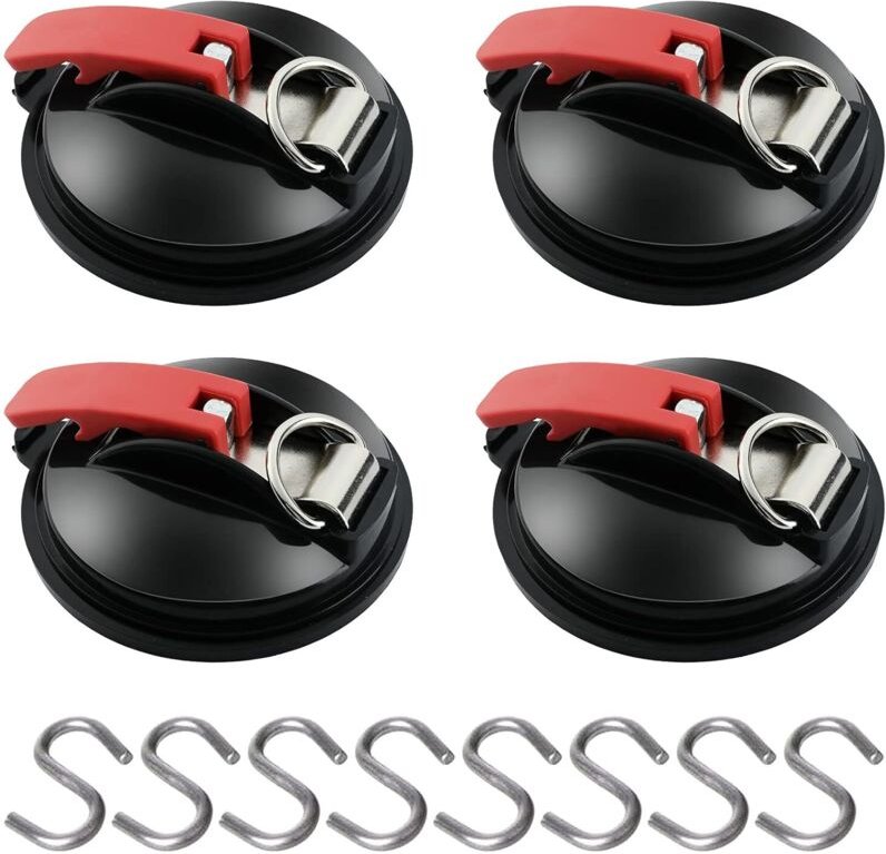 Vtizikl 4 Pièces Ancre à Ventouse avec Fixation du Crochet d'Arrimage, 8 Crochets de Fixation en S, Crochet de Fixation ...