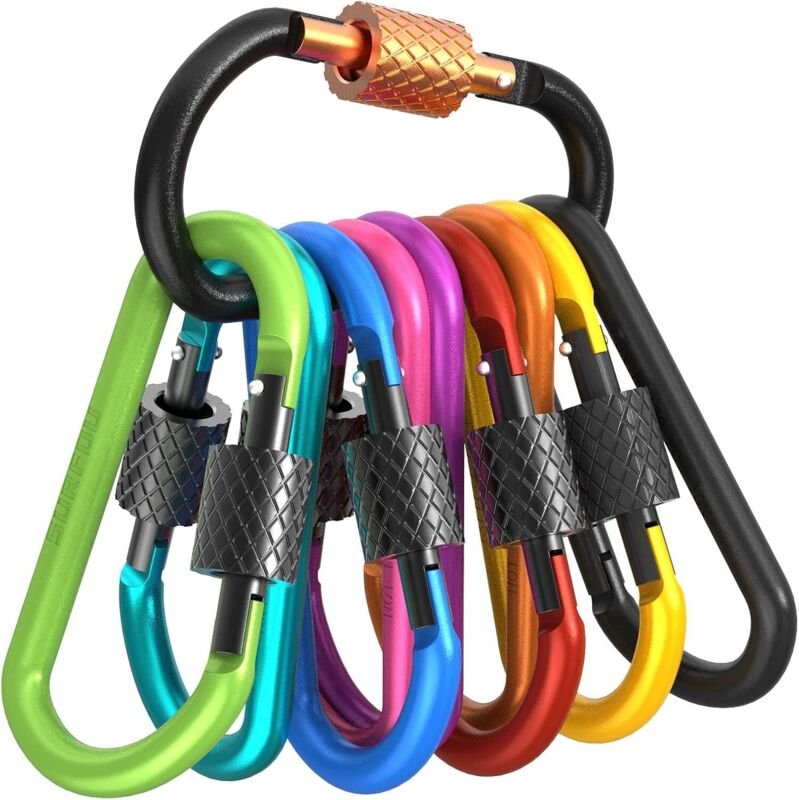 10 Stück Kletterkarabiner, taktische D-förmige Karabiner aus Aluminiumlegierung, mehrfarbige Schlüsselanhänger für Bergs...
