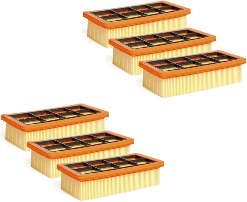 6er-Pack Flachplissierfilter-Zubehör für Kärcher Staubsauger AD 3200, AD 3 Premium und AD 4 Premium, 6.415-953.0, Staubs...