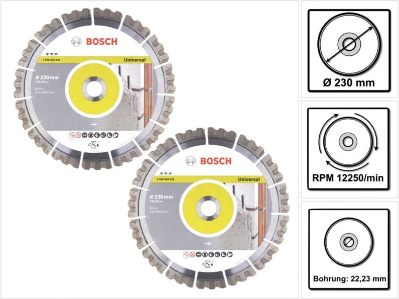 Bosch Diamant Trennscheibe Set 2x Best for Universal 230 x 22,23 mm ( 2x 2608603633 )