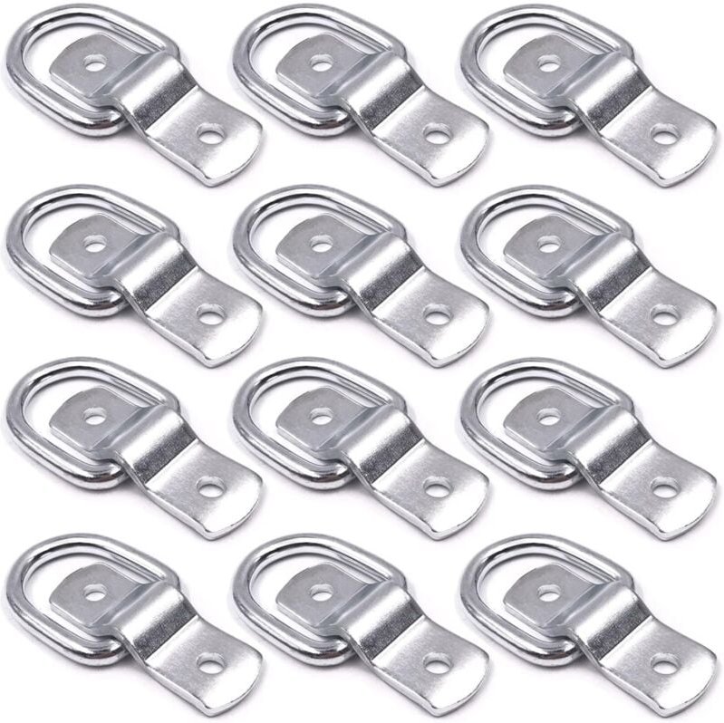 Thumbnail - Crediri 12er-Pack D-Ring-Zurrgurte, 1/4-Zoll-D-Ringe, Anker-Zurrring für Fracht auf Anhängern, LKWs, Wohnmobilen, Camper...