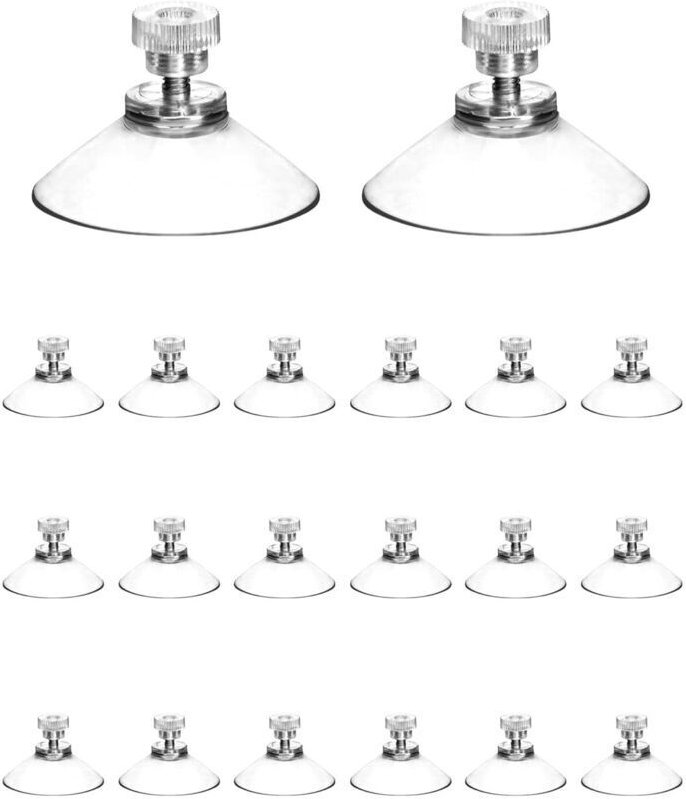 20 Saugnäpfe, Fenstersaugnäpfe, Glassaugnäpfe, Ø 30 mm mit Rändelmutter, für Auto-Sonnenschutzstoffe, Badezimmertüren