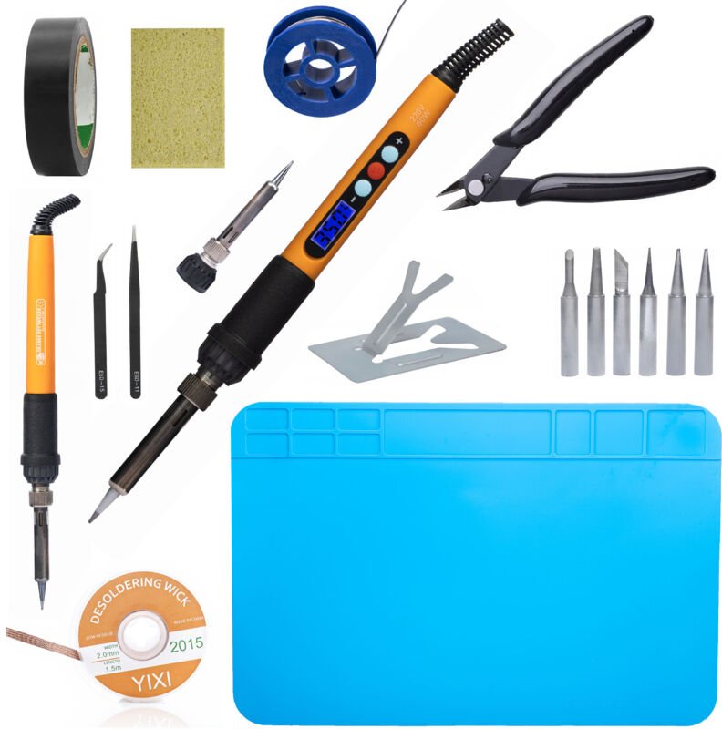 Rosfix Set Electric S 19-in-1 – Lötstation mit 60 W Präzisionslötkolben & LCD 180–500 °C, ESD-Schutz, 6 Spitzen, Lötzinn...