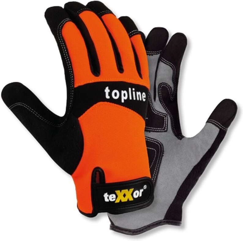 teXXor® topline Kunstleder-Handschuhe IRVINE, SB-Verpackung, Orange/Schwarz/Grau