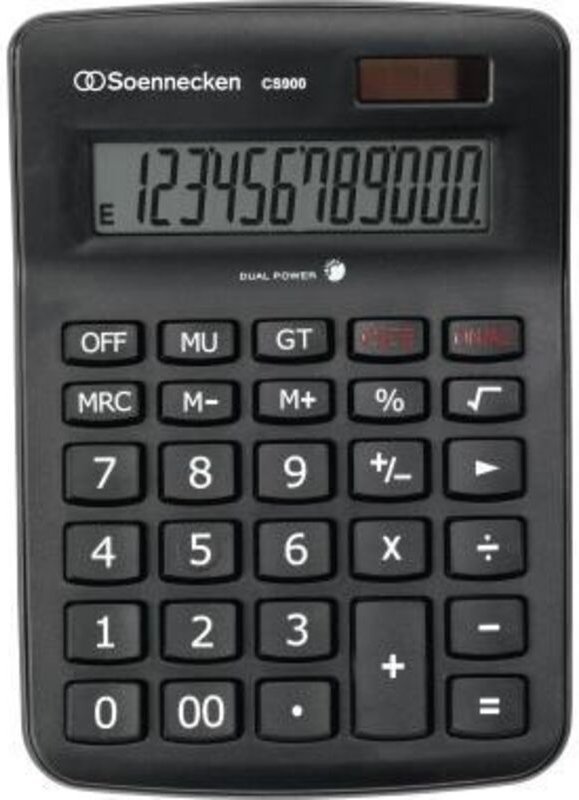 Soennecken - Tischrechner CS900 143 x 46 x 206 mm (b x h x t) Solar-Energie Batterie schwarz