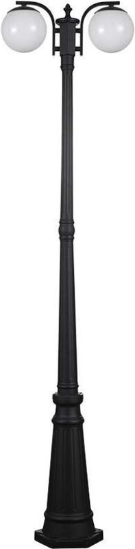 LED-Straßenlaterne mit doppelter Laternenfassung 2E27 Mattschwarze Farbe h: 228cm IP44 - V-tac