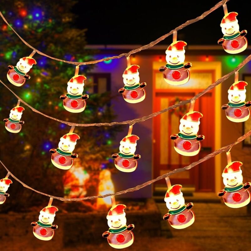Lichterkette Schneemann, 3m, 20 LED, batteriebetrieben, für Hochzeit, Party, Garten, Balkon, warmweiß