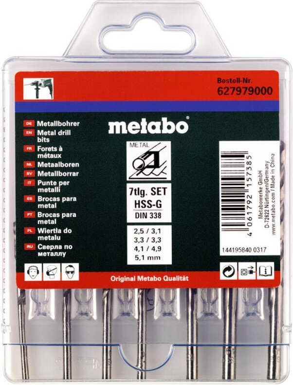Metabo - HSS-G-Bohrerkassette, 7-tlg.