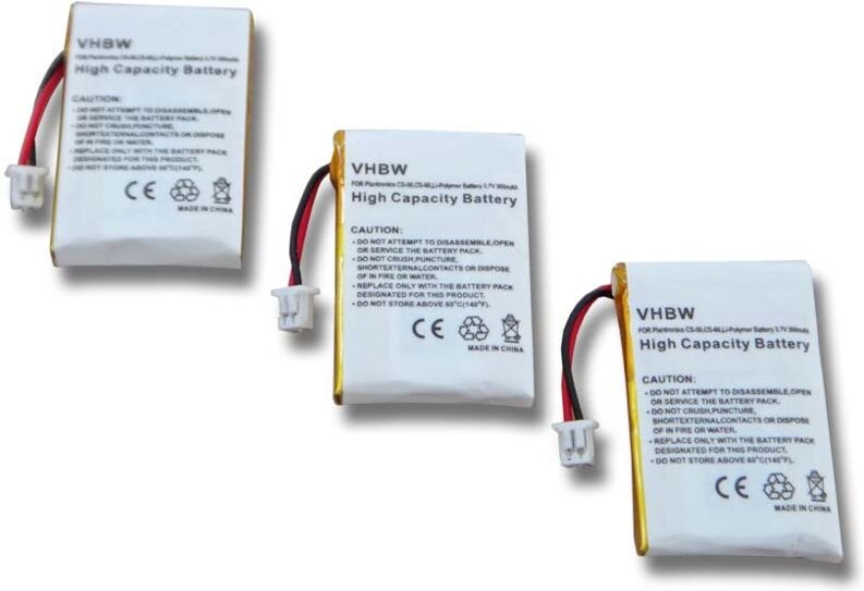 Vhbw - 3x Akku kompatibel mit Avaya HSG-Link Dect 2 Wireless Headset Kopfhörer (300 mAh, 3,7 v, Li-Polymer)