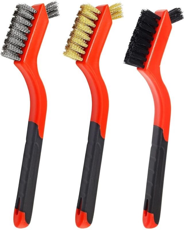 Gabrielle - 3er-Pack Draht-Scheuerbürsten – Borsten aus Edelstahl/Nylon/Messing, weiche Griffe zum Entfernen von Rost un...