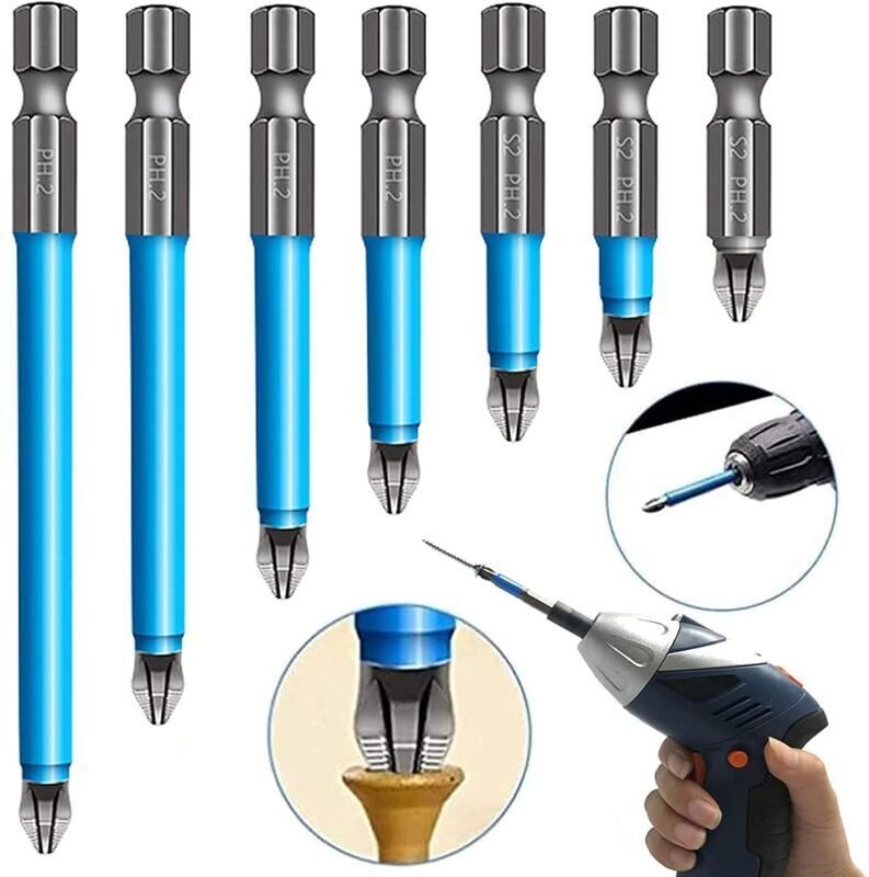 7 Pcs Magnétiques Tige Hexagonale Antidérapante Foret Anti-Dérapant Magnétique Léger Durable Pour Tournevis Électriques,...