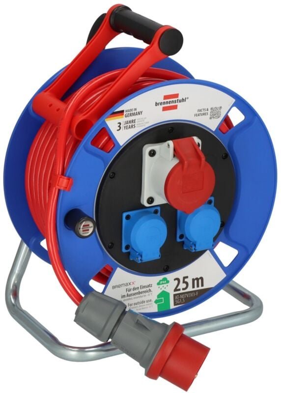 Garant cee 1 IP44 Kabeltrommel (25m Kabel in signalrot, aus Spezialkunststoff, Einsatz im Außenbereich, Made in Germany)...