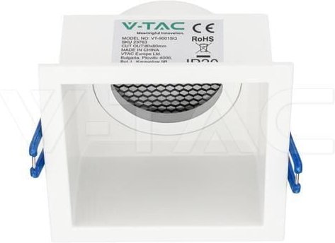 Einbaulampe gu10 quadratisch blendfrei weiß aluminium - 23763 - V-tac