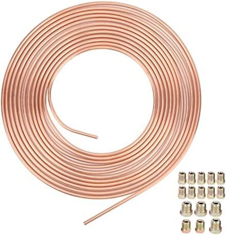 25 Fuß/7,62 m Kupferbremsschlauch, 3/16 Zoll Ersatz-Autobremsleitungssatz mit 16 Armaturen