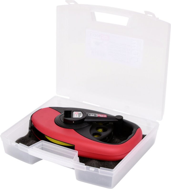 Rahmenbandmaß mit gelbem Stahlband, Kunststoffgehäuse, 50m