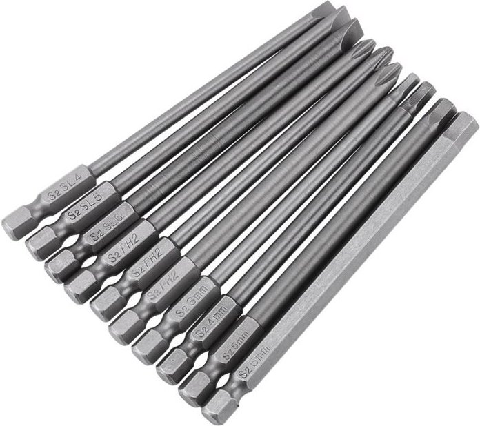 Ej.life - 10pcs 1/4 Zoll Sechskant Schaft Langes Magnetisches Bits, Schraubenzieher Satz 100mm Elektrowerkzeuge (schlitz...