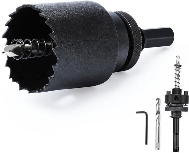 48-mm-Bimetall-Lochsäge mit SDS-Plus- und Sechskantschaft – Bohrer für Holz, Placoplâtre, dünne Metalle und Kunststoffe