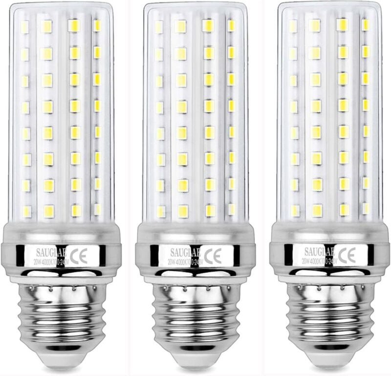 Memkey - 20 w LED-Mais-Glühbirnen, 150 w Äquivalent Glühlampe, 2300 lm, 4000 k Neutralweiß, E27 Edison-Schraubbirnen, 3 ...