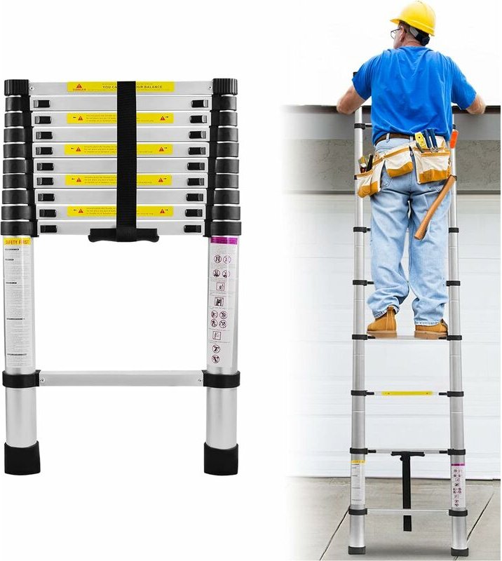 Alu Teleskopleiter Mehrzweckleiter Ausziehleiter Ausziehbare Leiter Multifunktionsleiter Stehleiter Anlegeleiter, 150 kg...