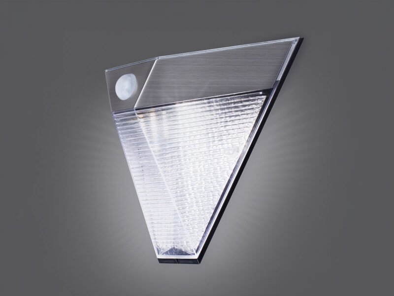 Smartwares - Dreieckige led Solar Außenleuchte, Bewegungsmelder, Edelstahl, Downlight, IP43