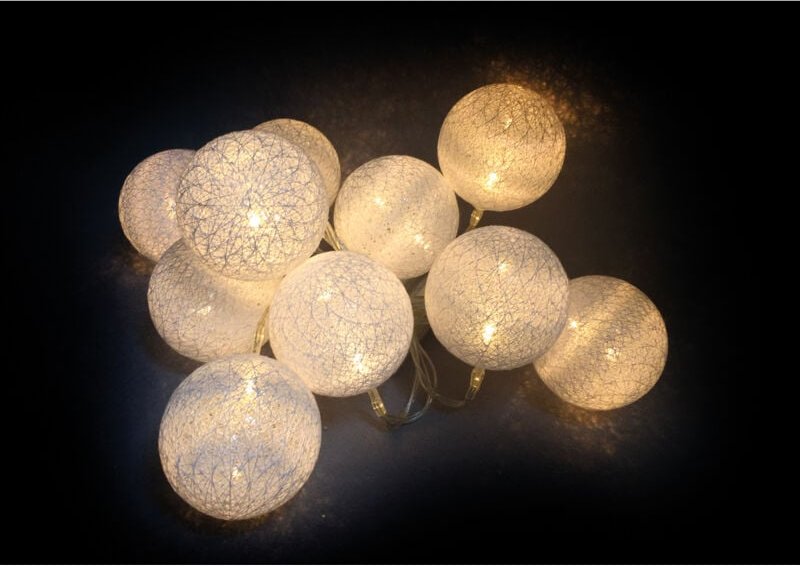 2 Stück 10'er Raffia Kugel-Lichterkette-MLK022-RK-2stk