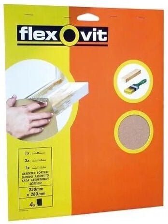 Feinkörniges Sandpapier, 4 Blätter.