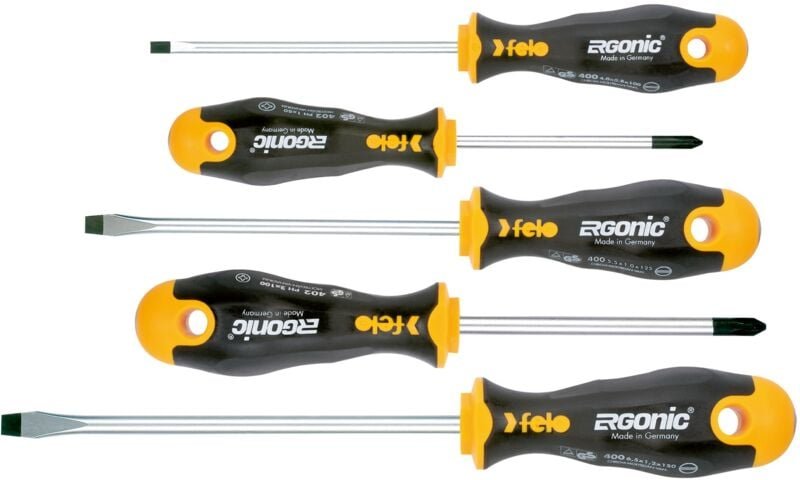 FELO 5-teiliger Schraubendrehersatz Serie 400 Ergonic