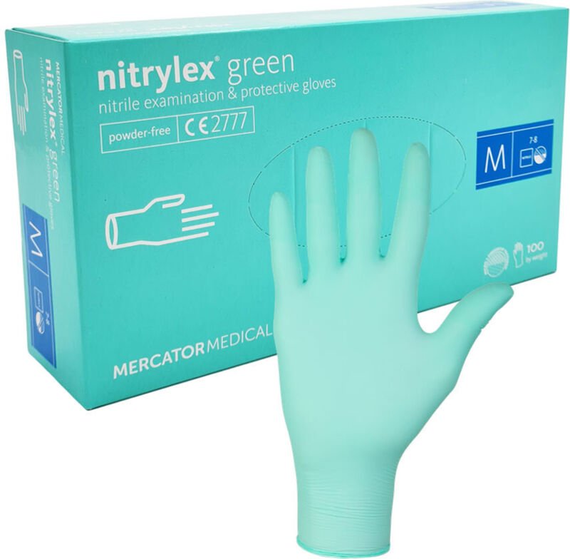 Nitrilhandschuhe, Größe M, grün, Mercator Nitrylex Grün, 100 Stück