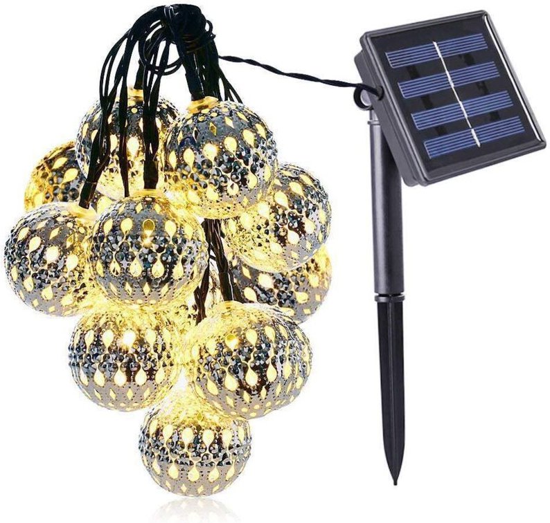 Marokkanische Solar-Lichterkette für den Außenbereich, 5 m, 20 LEDs, 8 Modi, wasserdicht, solarbetrieben, für Garten, Te...