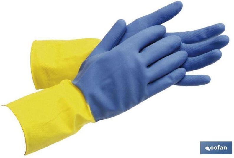 Verstärkter zweifarbiger Küchenhandschuh. Größe 8