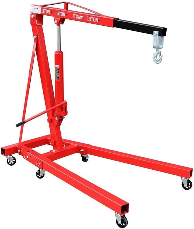 Hydraulischer Kran zusammenklappbar - Werkstattenkran um Motoren zu heben - 2 Tonnen