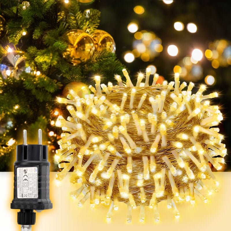 LED Lichterkette Weihnachtsbaum LED Weihnachtsdeko 15m 220 LED, 8 Modi und Memory-Funktion, Spritzwassergeschützt