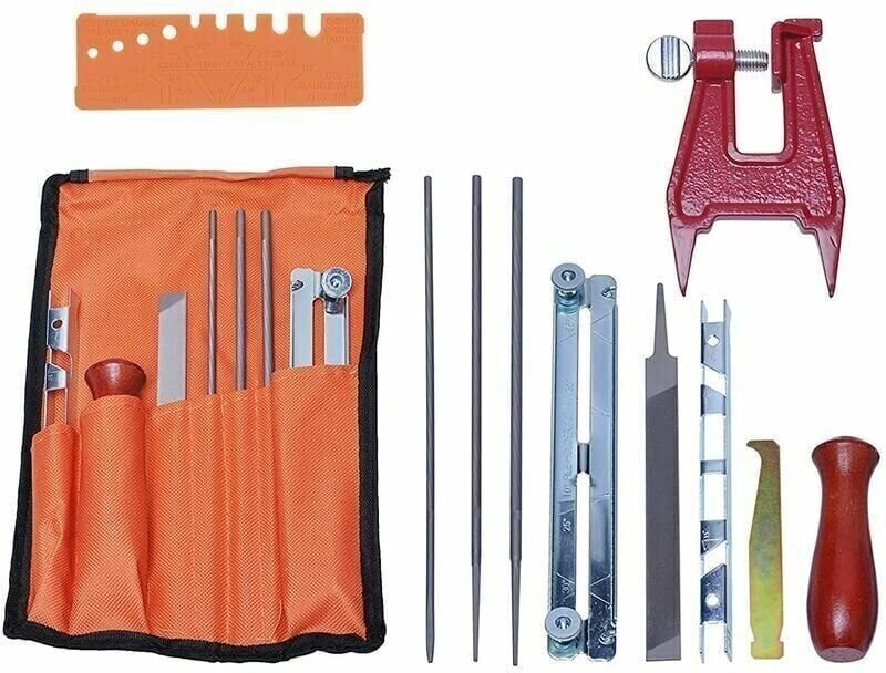Universelles Kettensägen-Schärfset, Feilenset zum Schärfen von Kettensägen mit Feilen, Holzgriffen, Tiefenmesser, Polier...