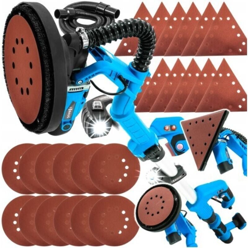 Langhalsschleifer Deckenschleifer Wandschleifer 710W 225mm Gipsschleifer Trockenbauschleifer Absaugsystem, mit LED, Inkl...