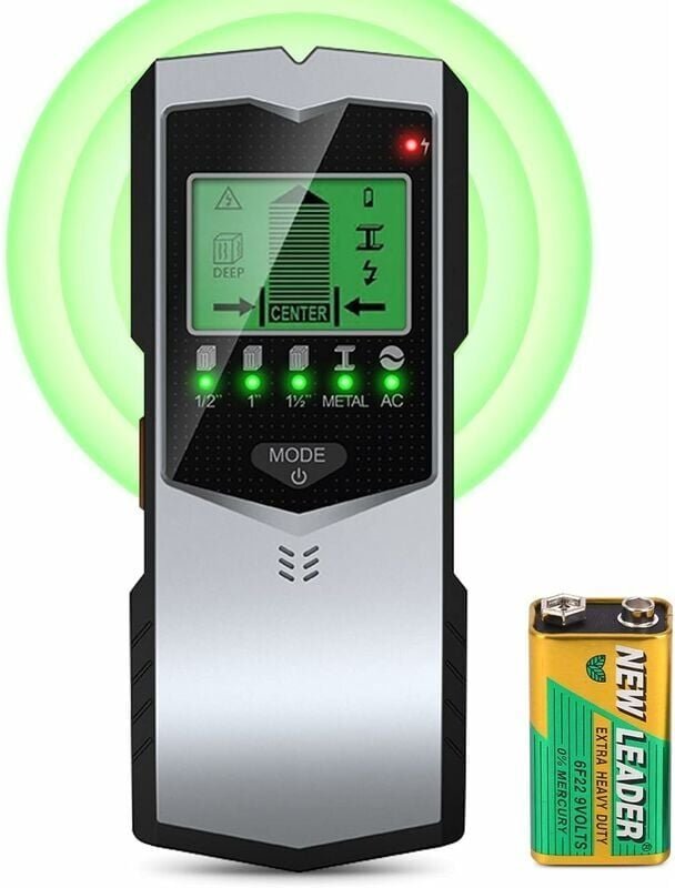 Cyslmuk - Kabeldetektor, 5-in-1-Wanddetektor, LCD-Display mit Batterie, Wandmetalldetektor, mit Audioalarm