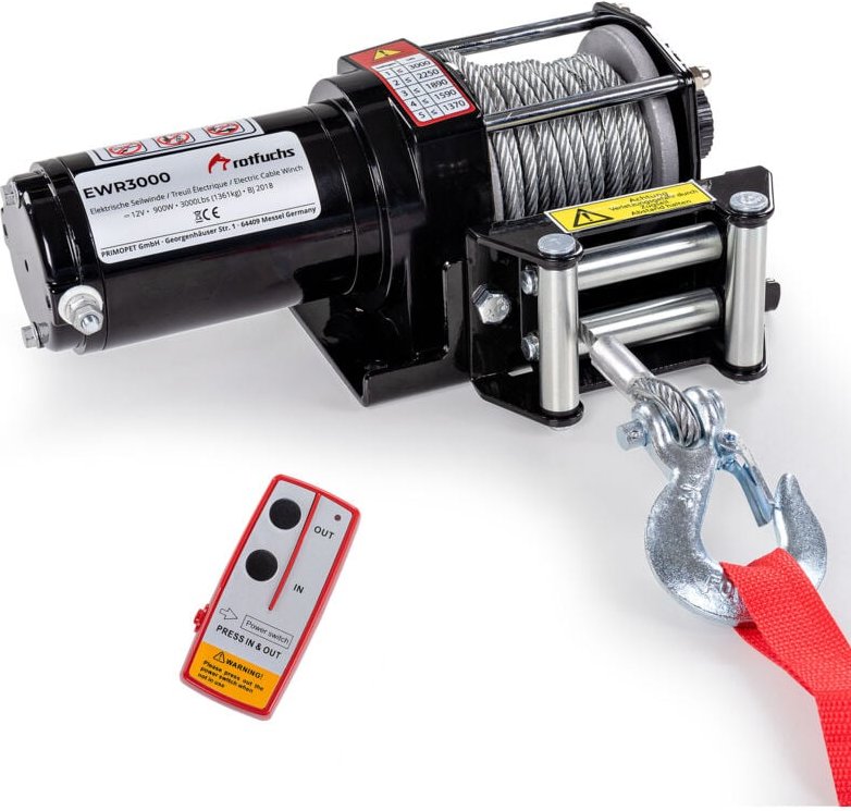 Thumbnail - Elektrische Seilwinde 12V mit Funkfernbedienung – 1360 kg / 3000lbs Offroad Motorwinde Seilzug Elektrowinde, 9,2 m Stahl...