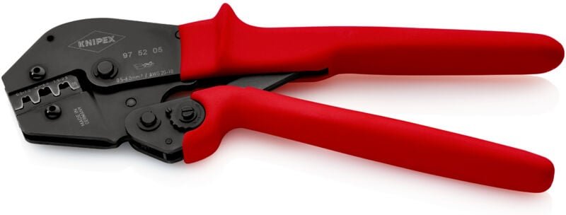 Knipex - 97 52 05 sb Crimpzange auch für Zweihandbedienung mit rutschhemmenden Kunststoff-Hüllen brüniert 250 mm (SB-Kar...