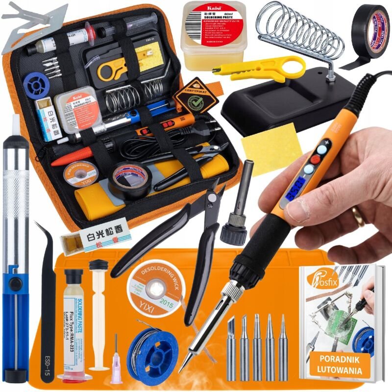 Rosfix SolderMaster 13in1 – Lötkolben 60W LCD Set Zubehör 200–450°C SMD THT