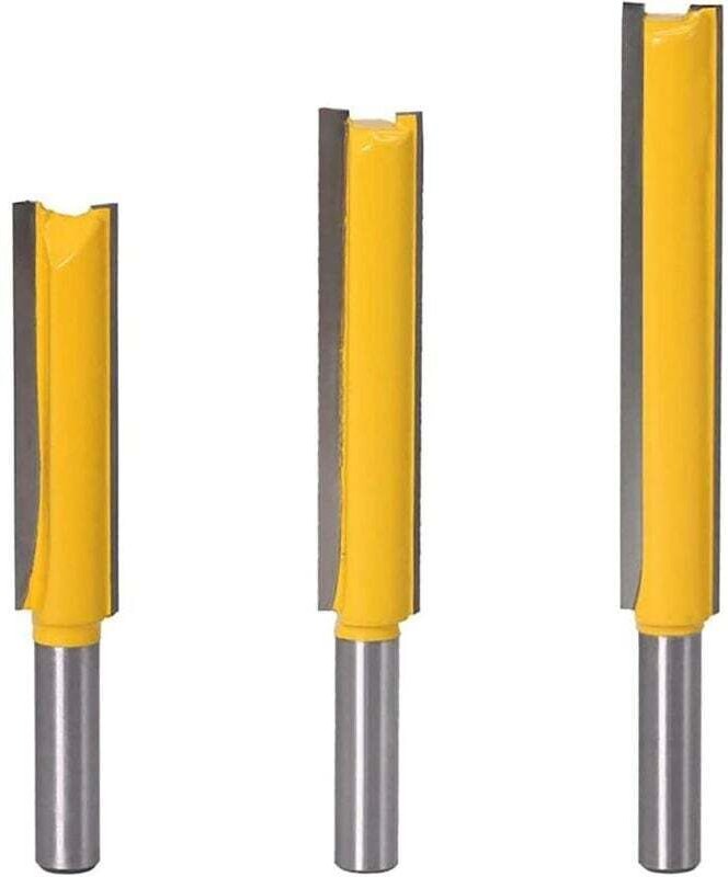 Fräser-Set für Winkelschleifer, 8-mm-Schaft, gerades Spannzangen-Set, Hartmetall-Holzfräser, 3 extra lange gerade Fräser...