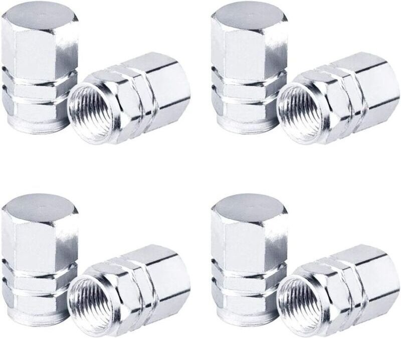 Ventilkappen aus Aluminium für Auto, Motorrad, Fahrrad, 8 Stück (Silber)