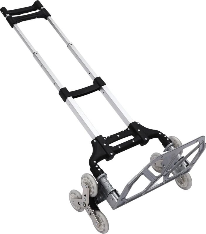 Klappbar Sackkarre, Treppensteiger mit Drehbaren Dreiecksräder und Bindeseil, Transportwagen aus Aluminiumlegierung, Ein...