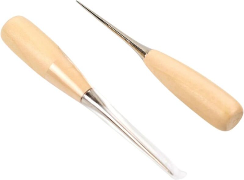 Set aus 2 professionellen Ahlen mit Holzgriffen zum Nähen und Lochen von Leder