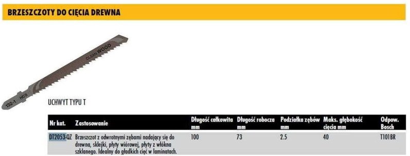 Thumbnail - DEWALT STICHSÄGEBLATT 100 x 2,5 mm T101BR HOLZ/GIPS / 5 Stk.