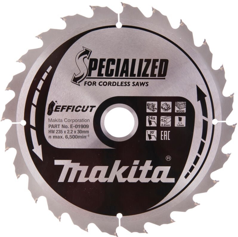 Thumbnail - E-01915 Efficut TCT-Kreissägeblatt 235 x 30 mm 24 Zähne 2,2 mm Holz - Makita
