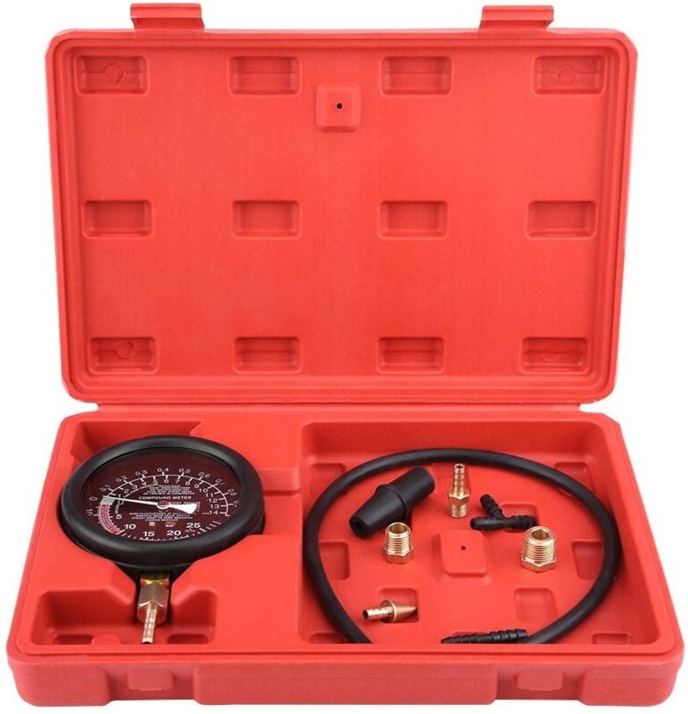 Ej.life - Vakuum Prüfgerät, Motor-Unterdruckmanometer, Universal Auto Motor Vakuum Kraftstoffpumpe und Vakuum Tester Mes...
