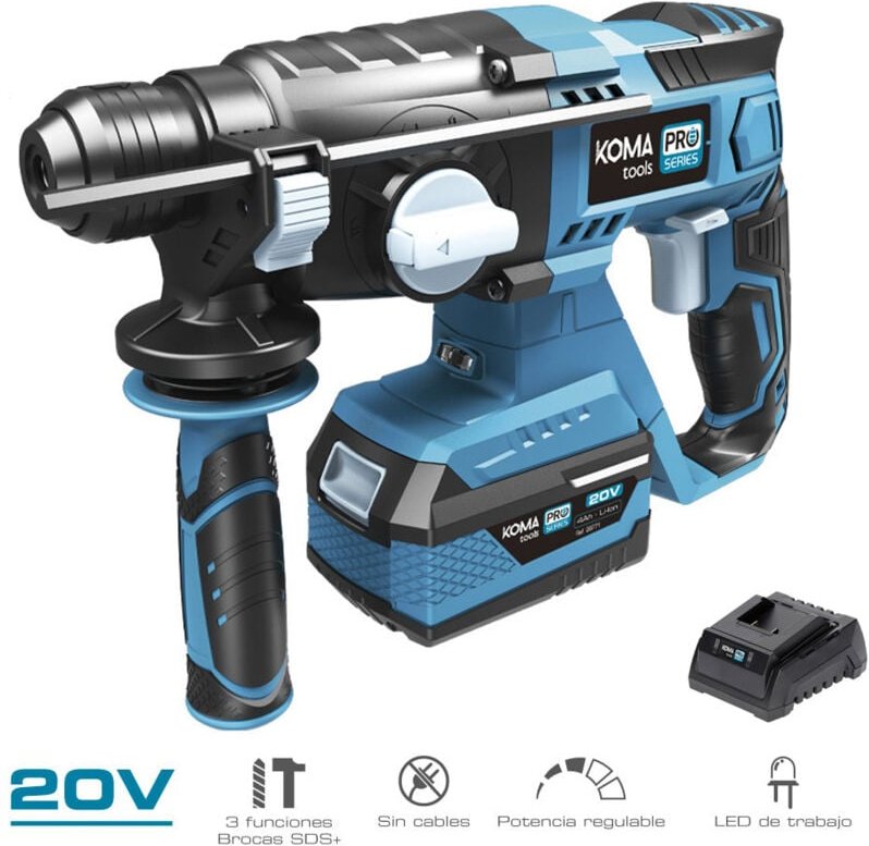 Koma Tools - 20V Schlagbohrhammer 1,8 Joules - 4,0Ah Batterie - Ladegerät