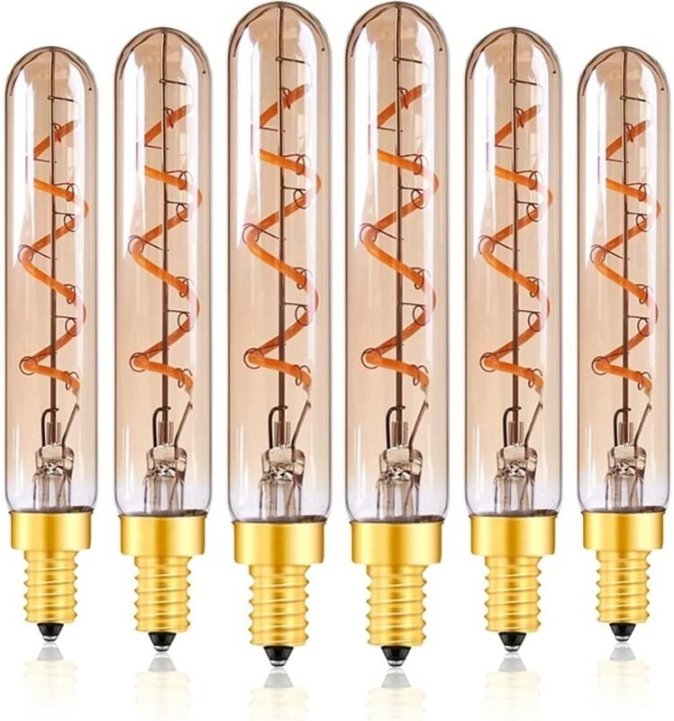 3 W LED-Deko-Glühbirnen, T20 E14 Kandelabersockel, flexibles Filament, LED, superwarmes Gelb, Glas, Bernstein, 2200 K, r...