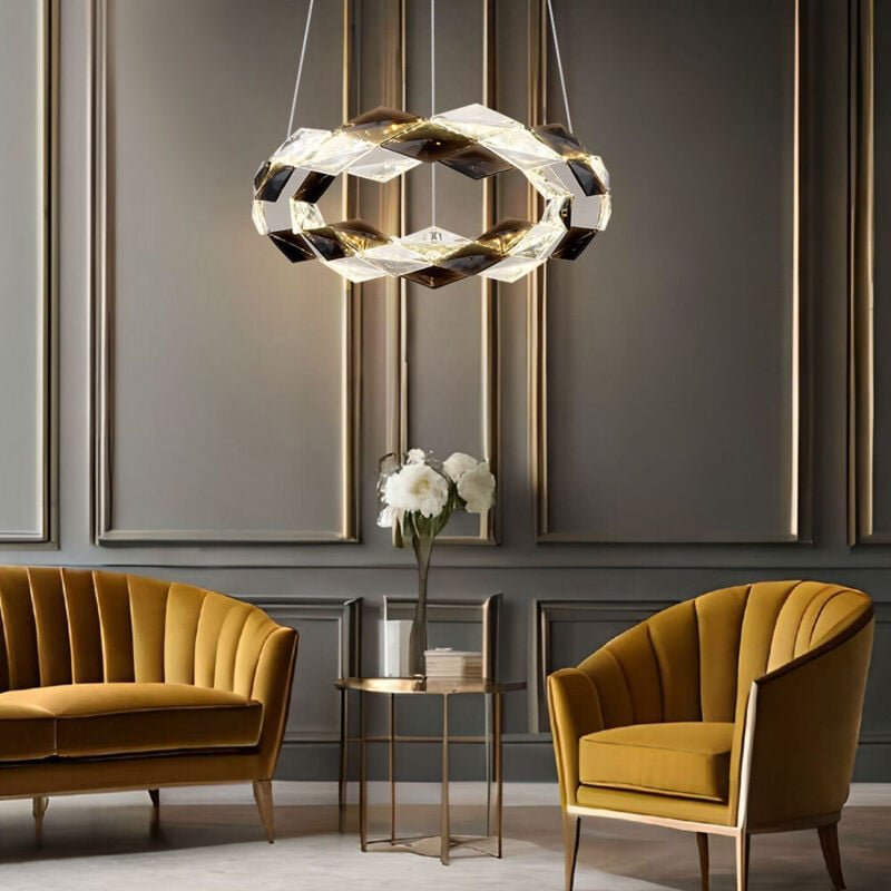 Hängelampe Esstischleuchte Pendellampe Kristalle rauch led Wohnzimmerlampe höhenverstellbar, 24W 840lm neutralweiß, DxH ...