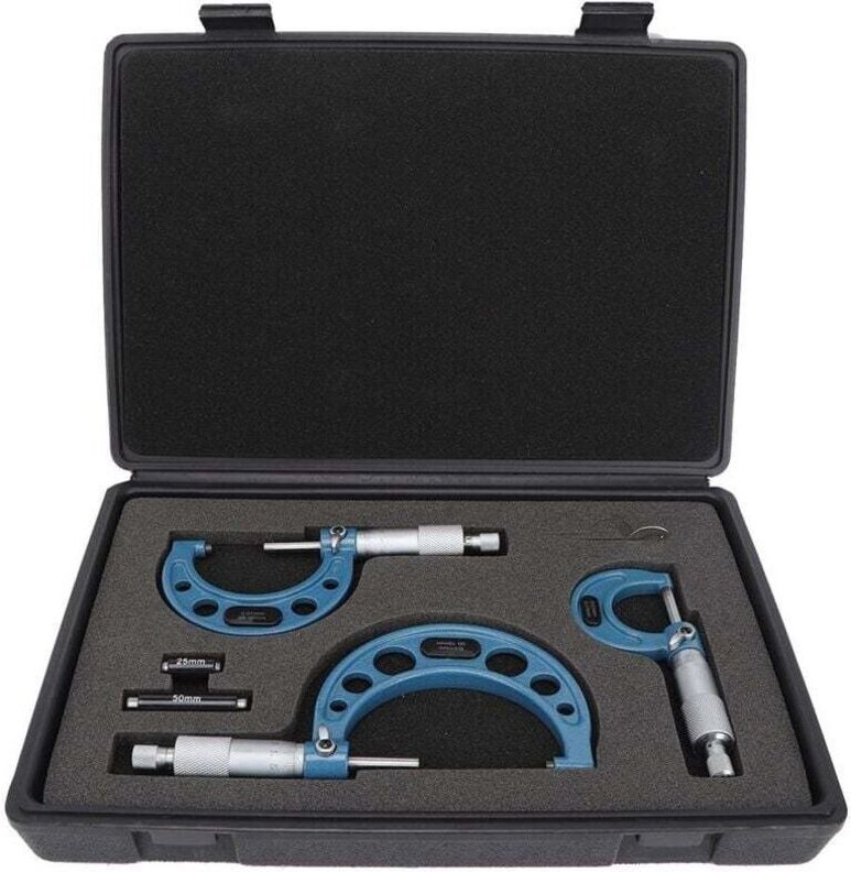 4-teiliges Außenmikrometer-Set, 0–100 mm, 0,01 mm, hochpräzises metrisches Mikrometer mit Aufbewahrungsbox, zur genauen ...