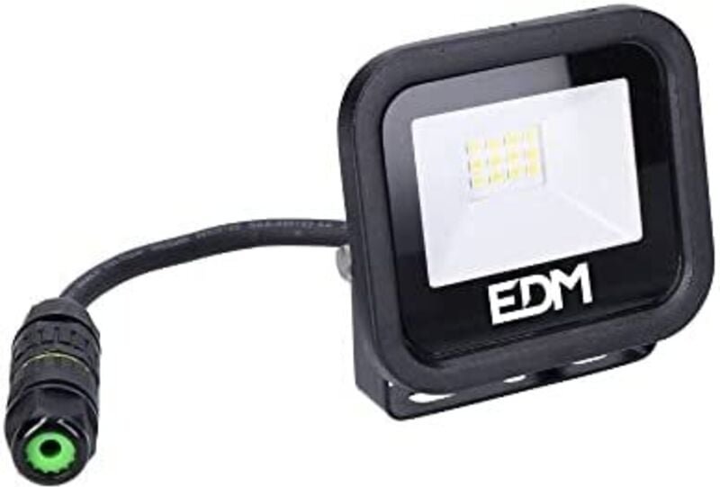 EDM - Strahler led 10w 800lm 6400k Kaltlicht schwarz Serie 9,2x8,1x2,7cm